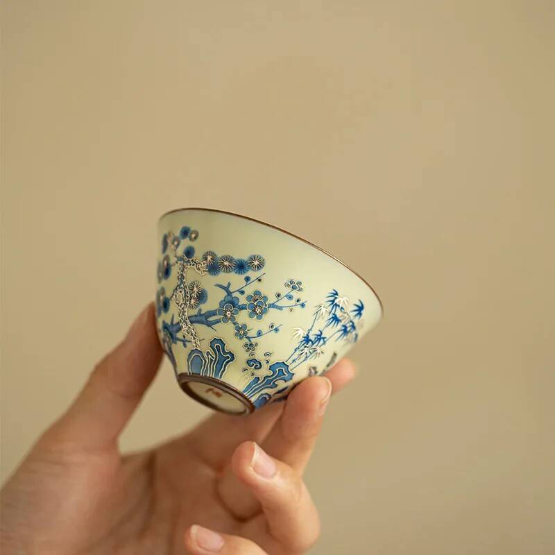 Celadon Ceramic Cup - ถ้วยชาเซรามิกสีน้ำเงินและขาว ถ้วยชาสำหรับชิม ถ้วยชาสำหรับแขก ถ้วยชาสำหรับใช้ในบ้าน ถ้วยชาสำหรับกังฟู