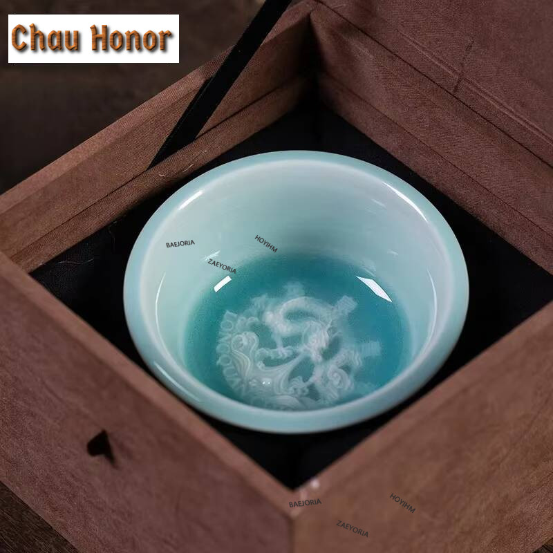 Celadon Ceramic Cup - ถ้วยน้ำชาศิลาดล Longquan คุณภาพสูง90มล. ถ้วยชา Master เดี่ยวทำด้วยมือถ้วยเดียวขนาดใหญ่ถ้วยน้ำชากังฟูถ้วยน้ำชาของขวัญของสะสม