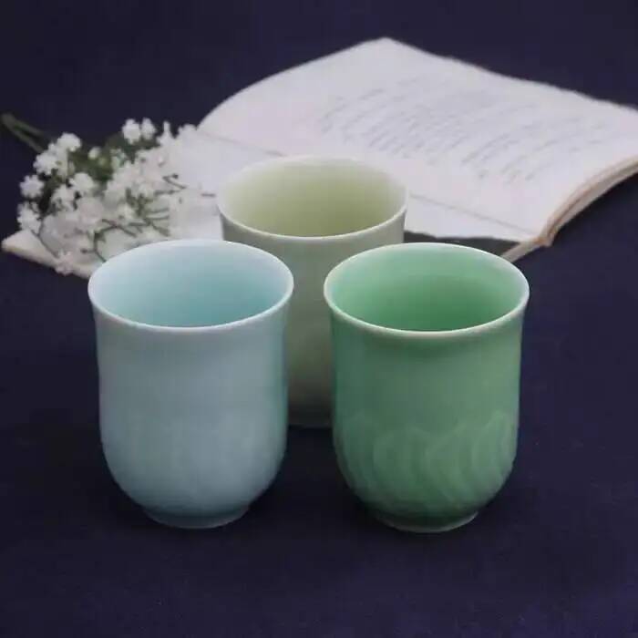 Celadon Ceramic Cup - Longquan Celadon Handmade Lotus ชาถ้วยน้ําถ้วยเซรามิค Casual