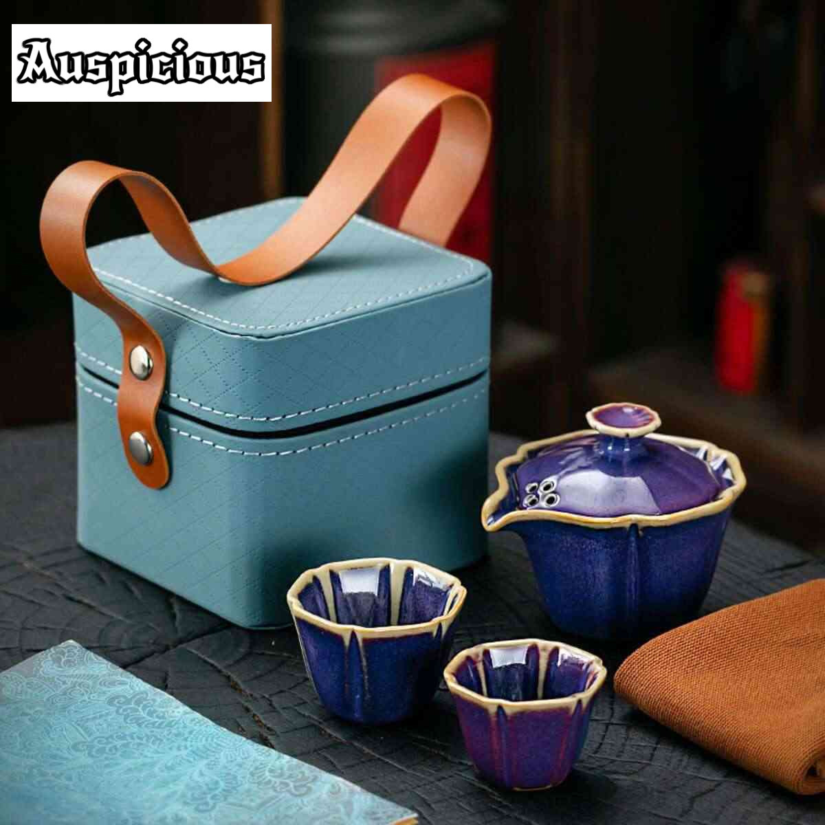 Celadon Ceramic Cup - Jun Kiln Celadon มือจับหม้อแบบพกพาชุดชาชุด Vintage 1