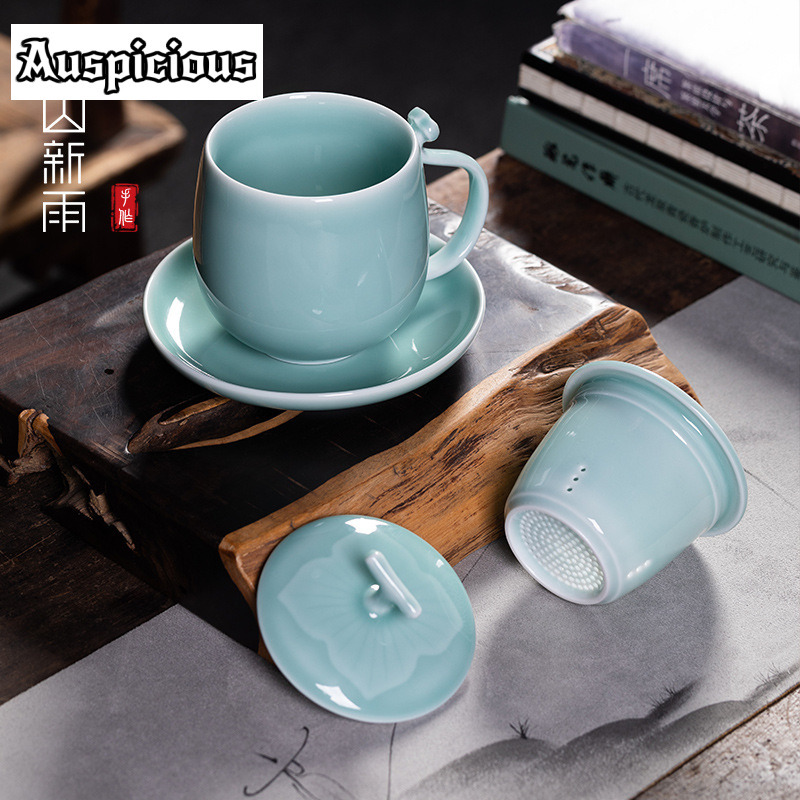 แก้วชาเซลาดอนสีฟ้า 400 มล. พร้ - Celadon Ceramic Cup บทวิจารณ์และราคา